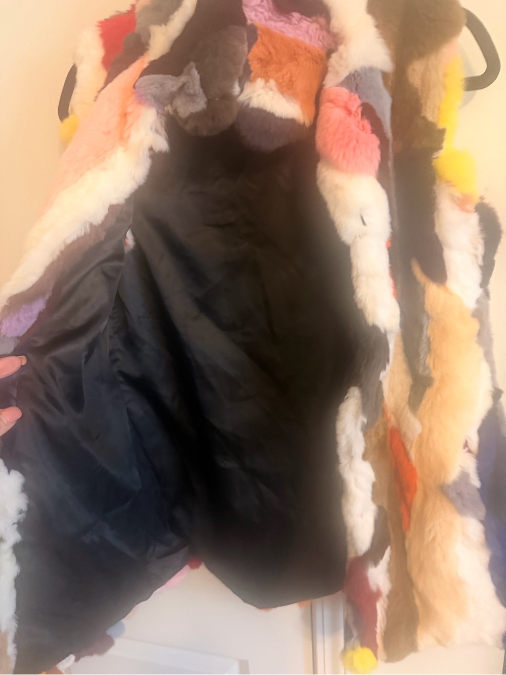 Love Token Multicolor Patchwork rabbit fur Hooded Vest - Picture 2 of 8